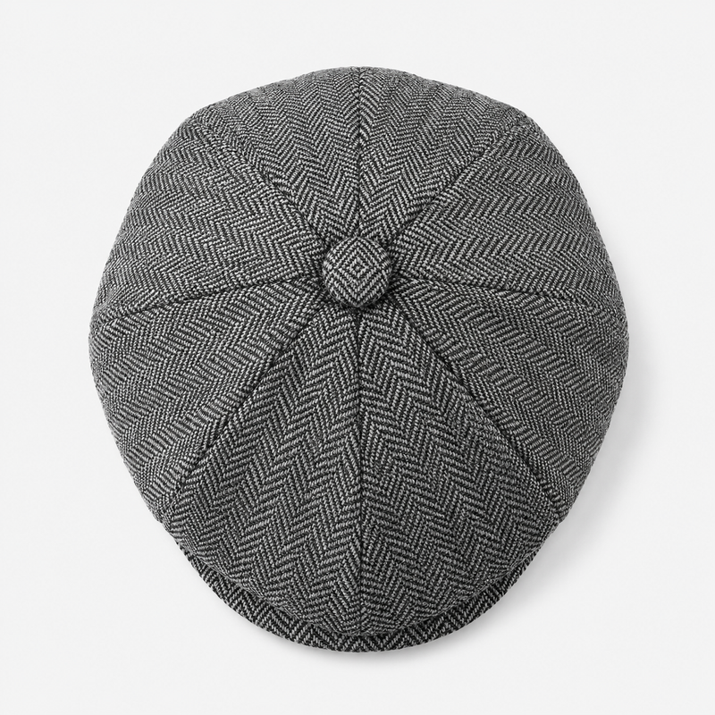 Sterling Vintage™ Wool Newsboy Flat Cap Wool Blend Herringbone
