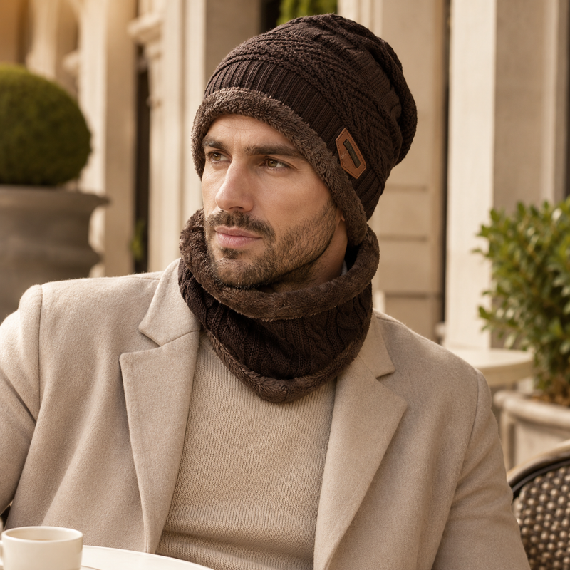 Sterling Warm Beanie Cap™ With Scarf Knit Hood Neck Warmer