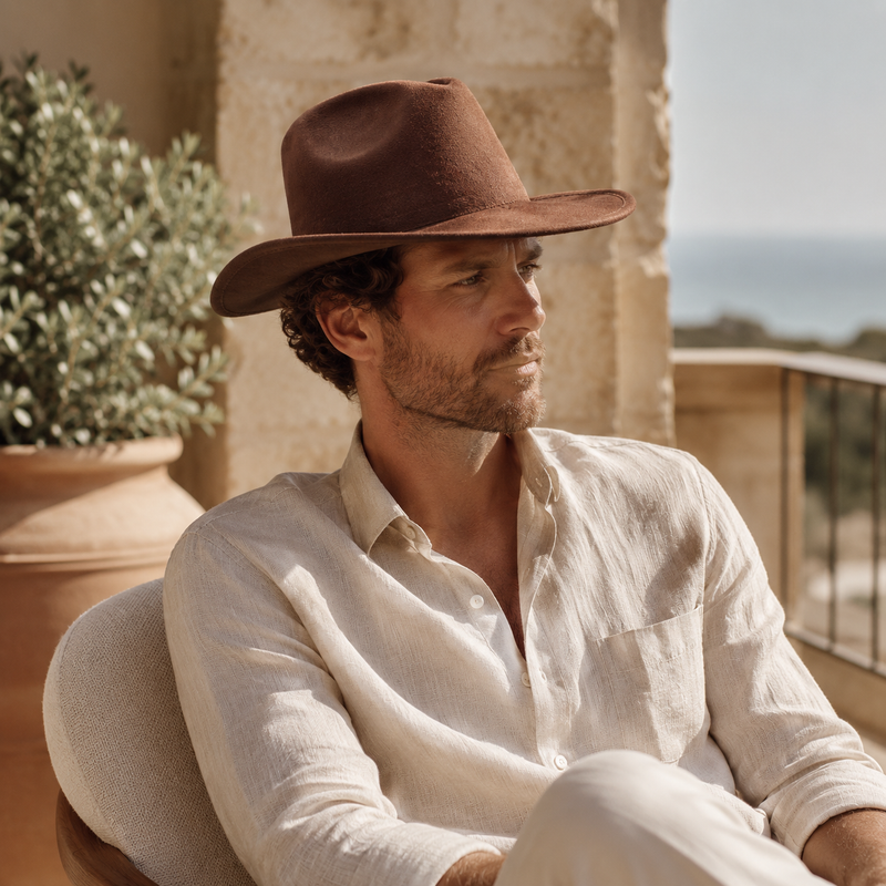 Sterling Classic Suede Western Cowboy Fedora Hat™ Pinched Crown