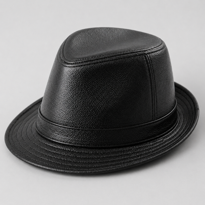 Sterling Leather Tycoon Jazz Hat™ Classic Leather Fedora Band Det