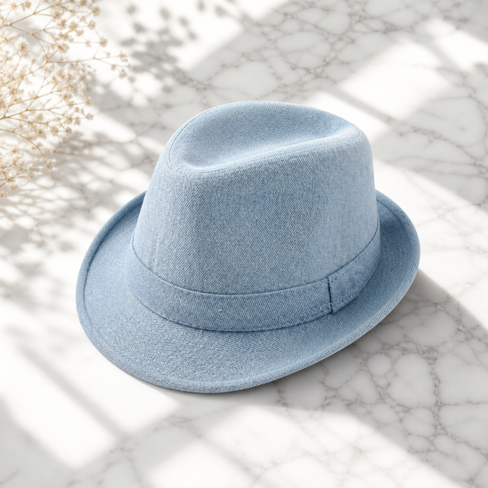 Sterling Denim Light Board British Style Jazz Fedoras Hat™ Short Brim
