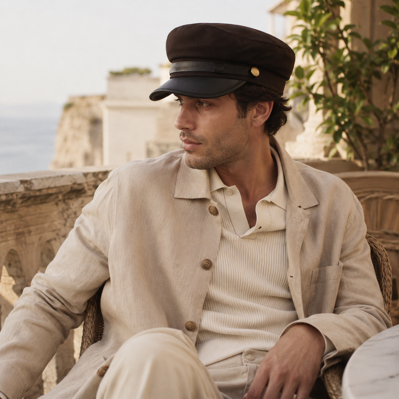 Sterling Sailor Cap Structured Military Design™ With Decorative Strap