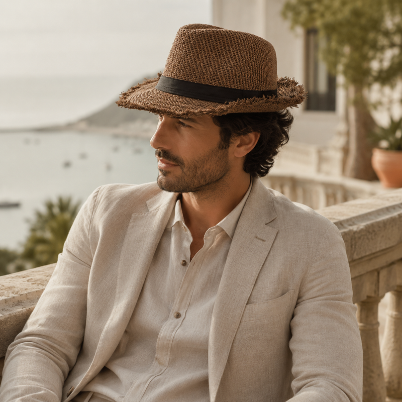 Sterling Trilby Straw Hat™ Frayed Brim Summer Style