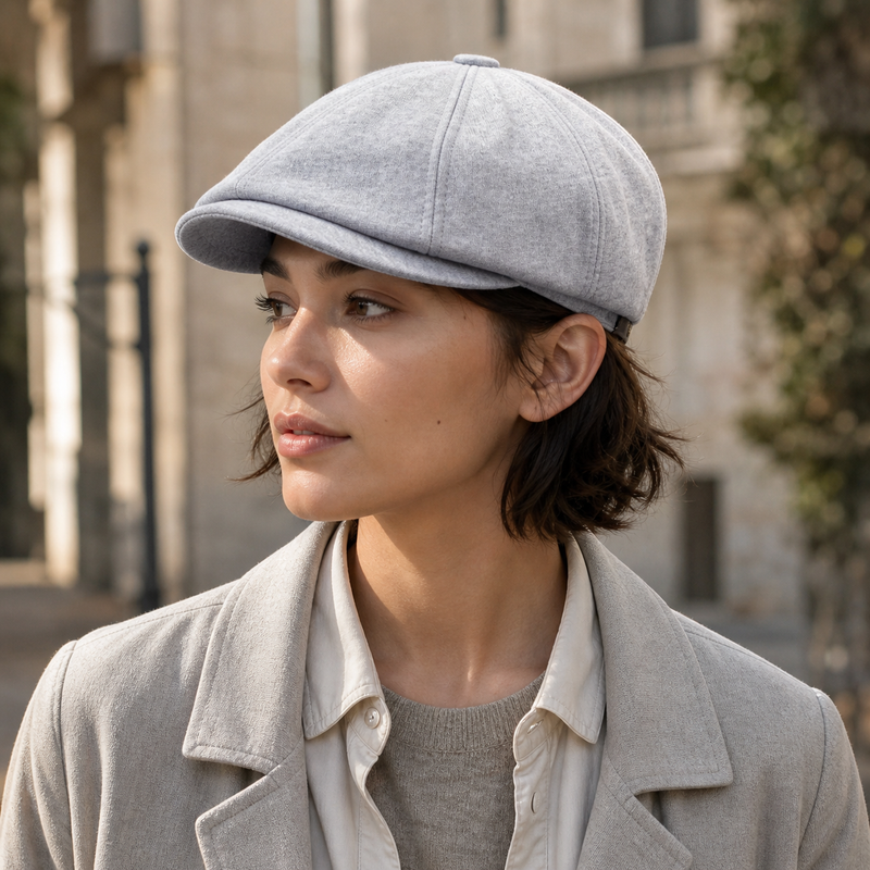 Sterling™ Retro British Octagonal Flat Cap Satin Weave Curling Brim