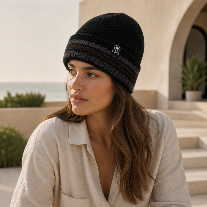 Sterling Striped Beanie™ Ear Cover Soft Knit Fit