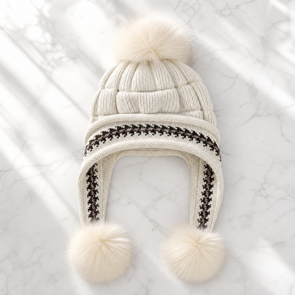 Sterling™ Cozy Fleece Lined Knit Beanie Ear Flap Pompom