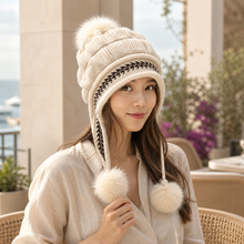 Sterling™ Cozy Fleece Lined Knit Beanie Ear Flap Pompom