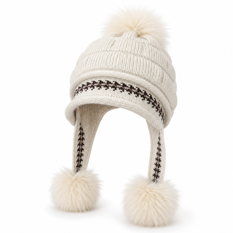 Sterling™ Cozy Fleece Lined Knit Beanie Ear Flap Pompom