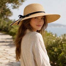 Sterling Wide Brim™ Straw Sun Hat Woven Bow Detail