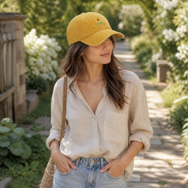 Sterling Vintage Sunflower™ Cap Washed Peaked Outdoor Travel Hat