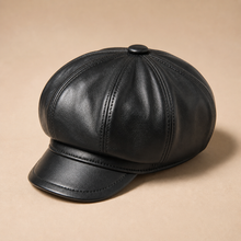 Sterling La Spezia™ Newsboy Cap Black Leather Eight Panel