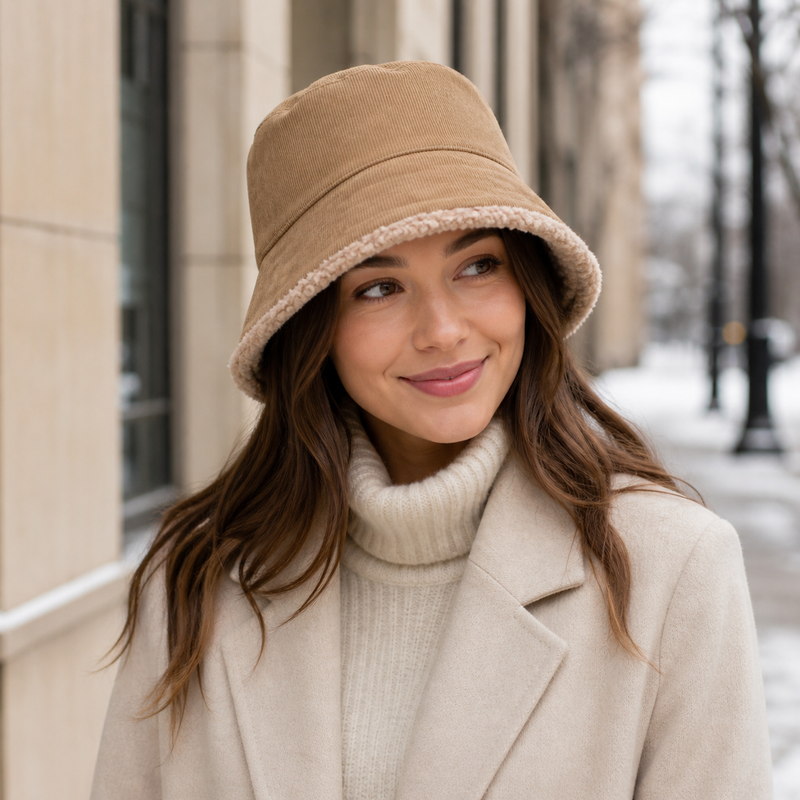 Sterling Blaine Bucket™ Hat Corduroy Faux Fur Lining