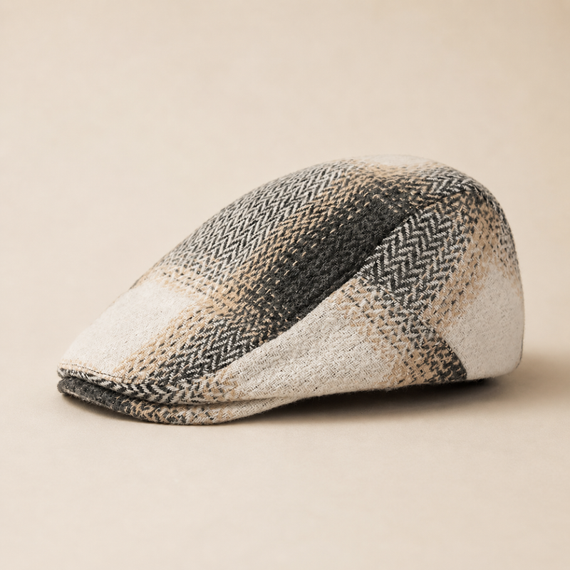 Sterling Retro Checkered™ Cheesecutter Linen Plaid Flat Cap