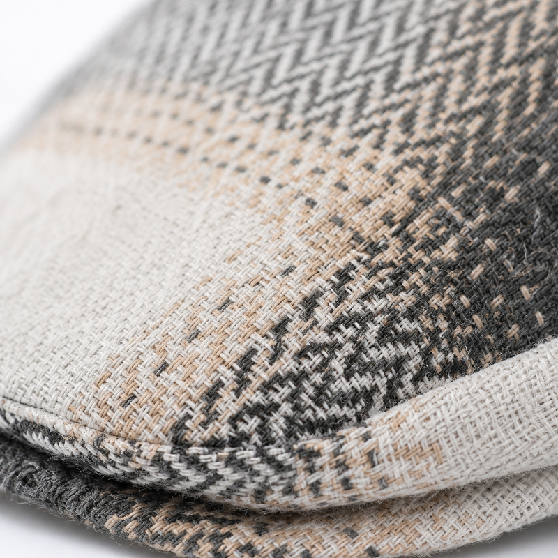 Sterling Retro Checkered™ Cheesecutter Linen Plaid Flat Cap