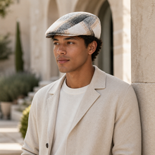Sterling Retro Checkered™ Cheesecutter Linen Plaid Flat Cap