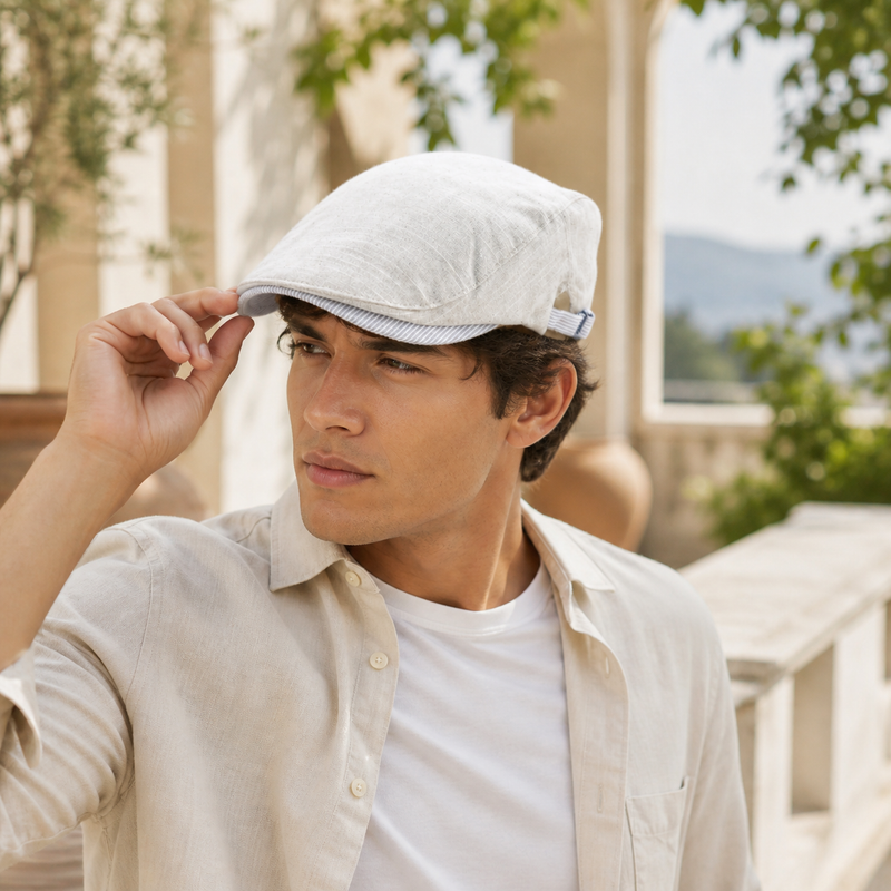 Sterling Cotton Linen™ Cheesecutter Cap Dome Short Brim