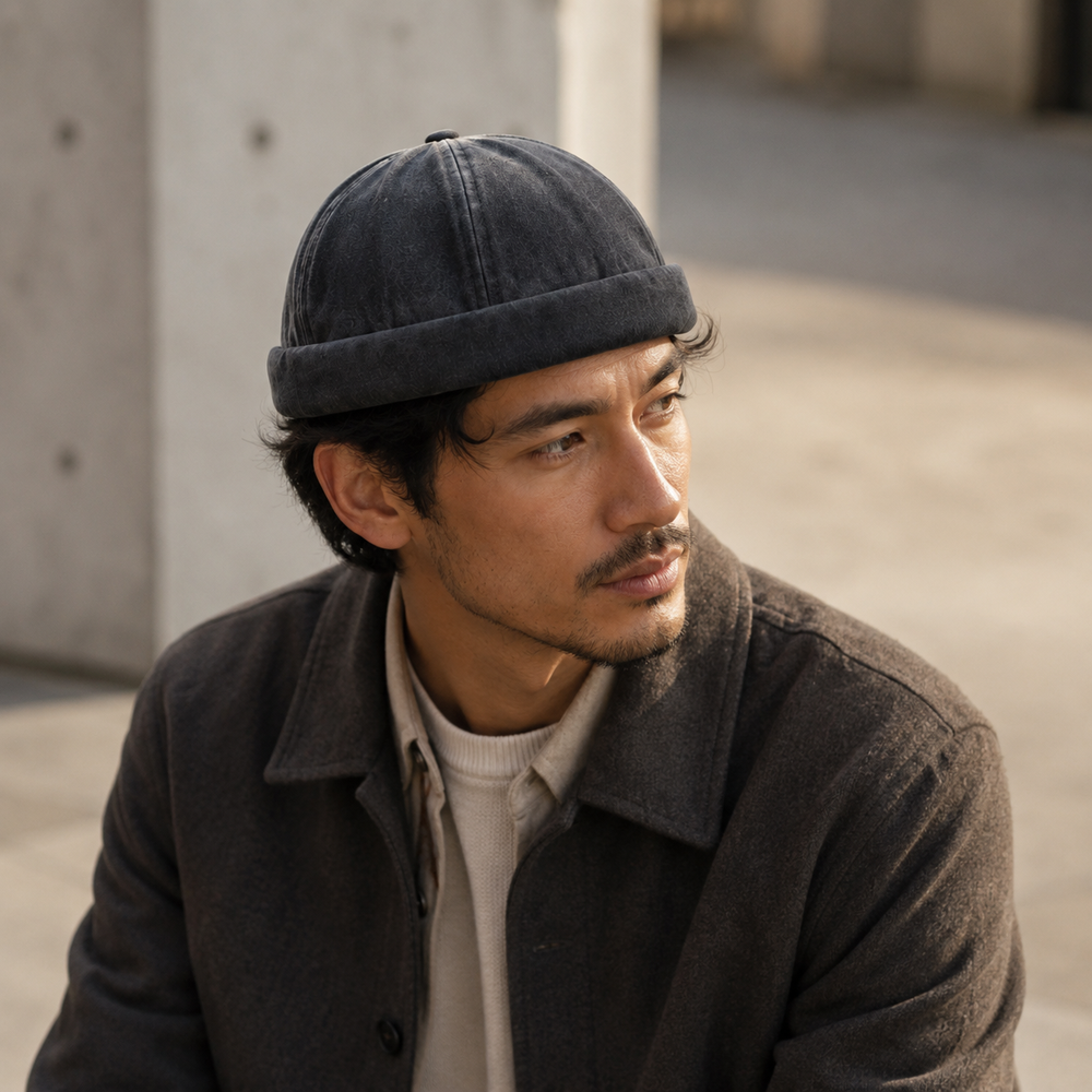 Sterling Denim Cotton™ Docker Cap Brimless Cotton Denim Finish