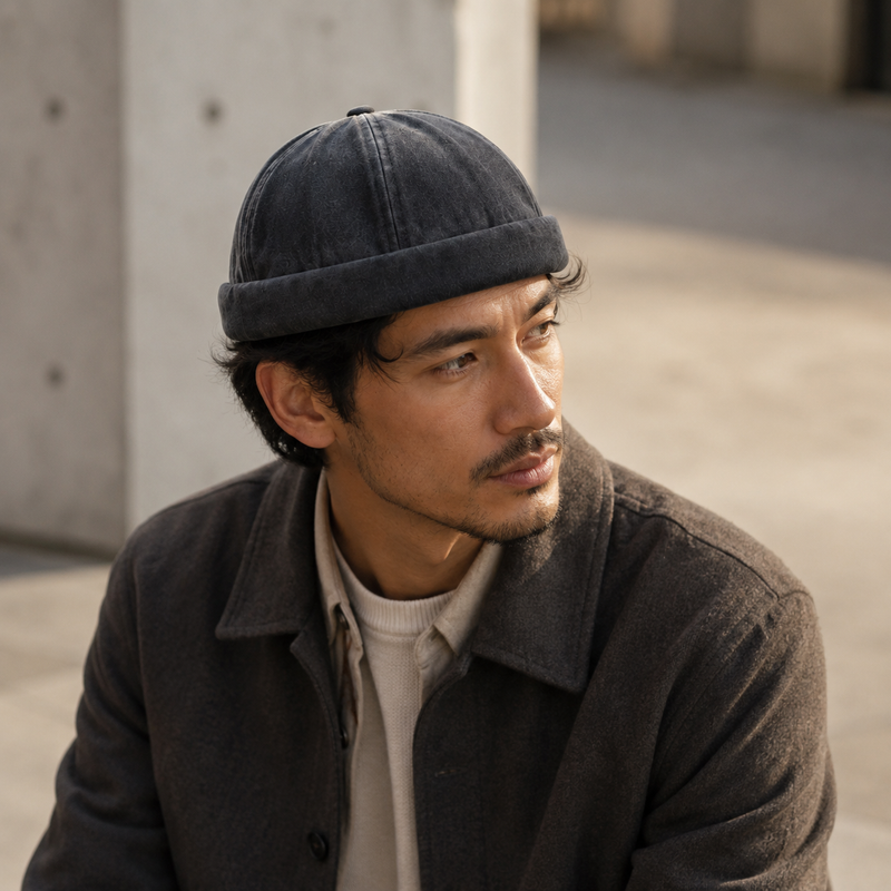 Sterling Denim Cotton™ Docker Cap Brimless Cotton Denim Finish
