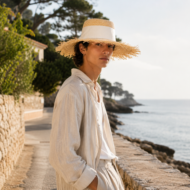 Sterling Ring Flat™ Straw Sun Hat With Sculpted Ring Accent