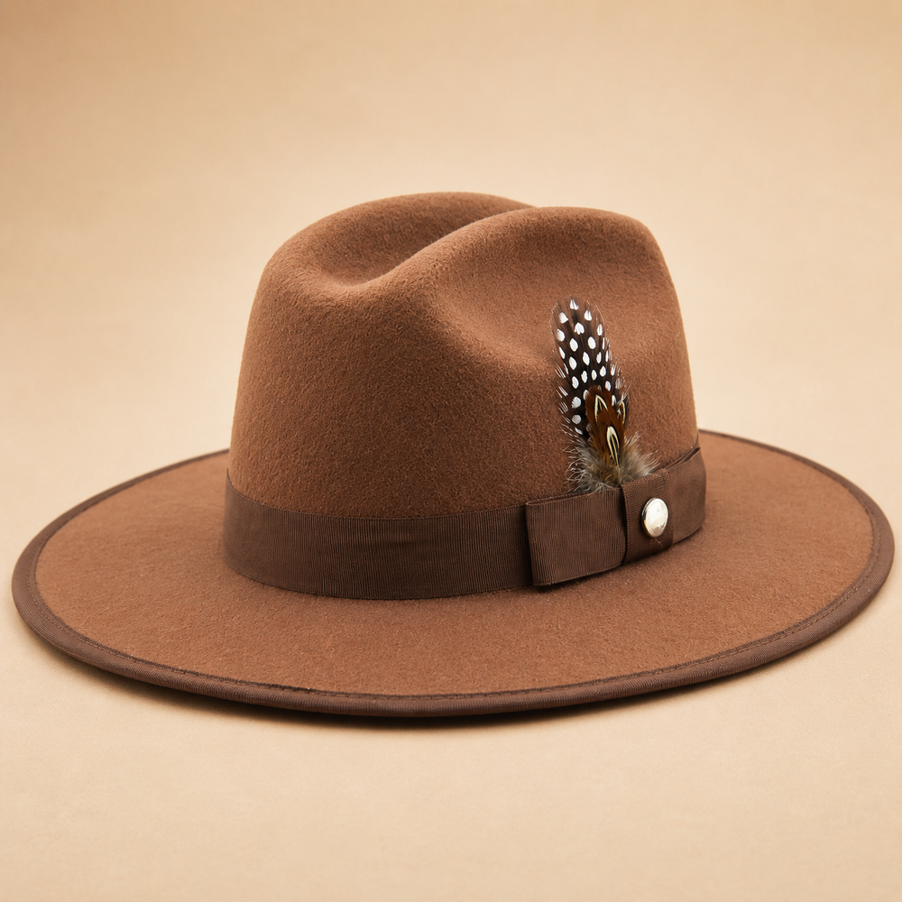 Sterling Rimini Feather™ Khaki Wool Fedora With Pheasant Band