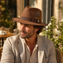 Sterling Rimini Feather™ Khaki Wool Fedora With Pheasant Band