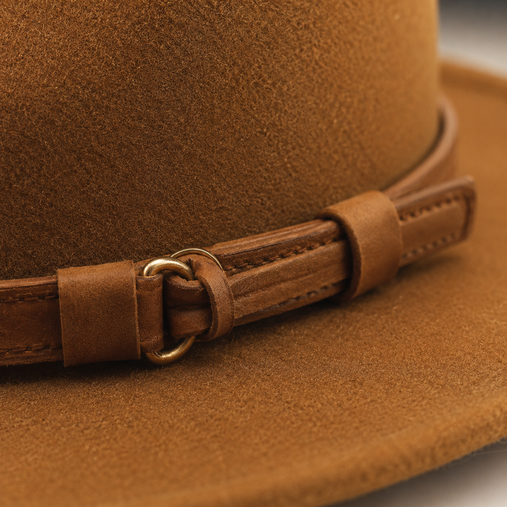 Sterling Denis Fedora™ Wool Felt Pinched Crown Ribbon Band