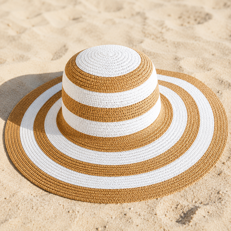 Sterling Striped Straw™ Beach Hat Sun Visor Summer Essential Wide Brim