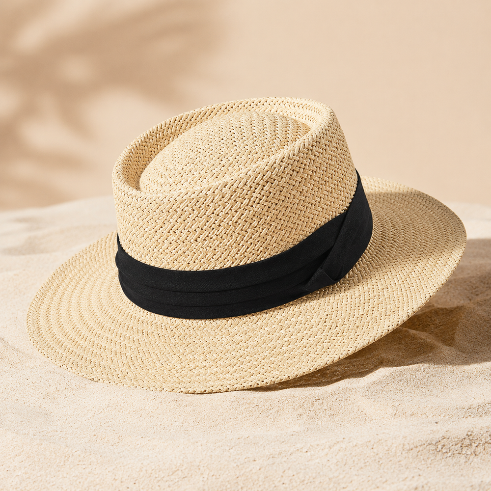Sterling Handwoven Flat™ Straw Hat Wide Brim Straw Weave