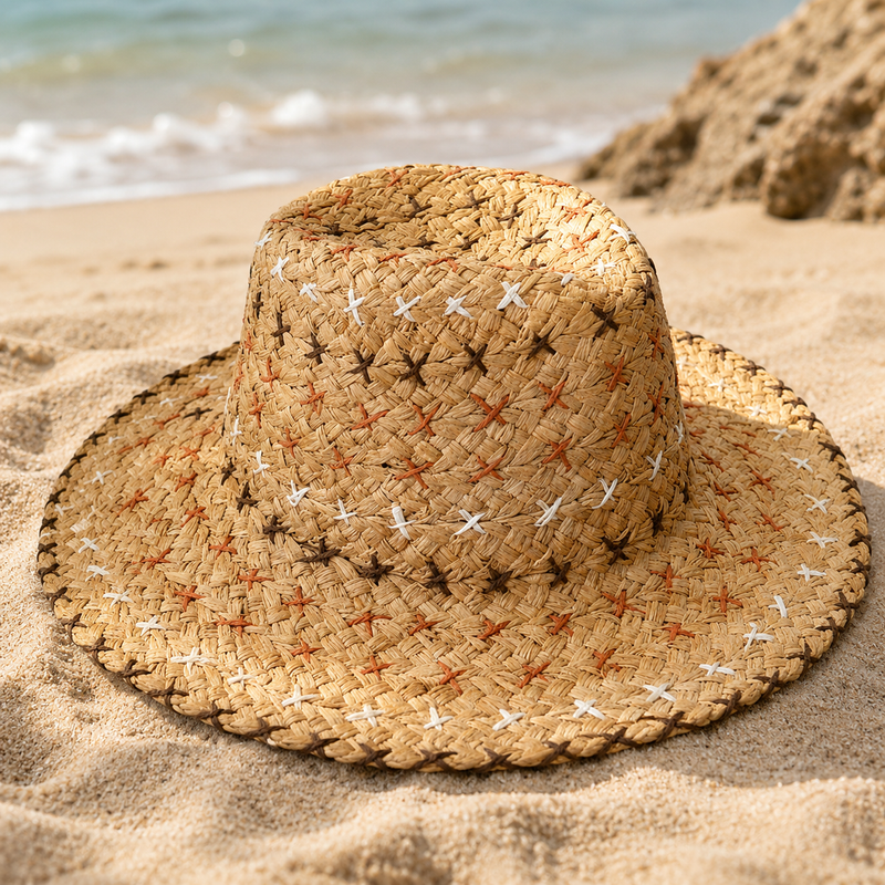 Sterling Retro Personality™ Western Cowboy Style Straw Hat Sun Brim