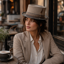 Sterling Clarence Porkpie™ Wool Hat Feather Detail