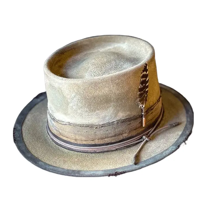 Sterling Clarence Porkpie™ Wool Hat Feather Detail