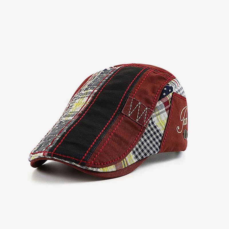 Sterling Patchwork Cotton Flat Cap™ Low Profile Cotton Brim