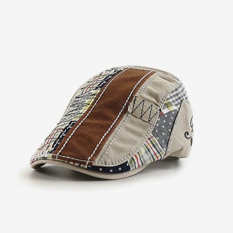 Sterling Patchwork Cotton Flat Cap™ Low Profile Cotton Brim