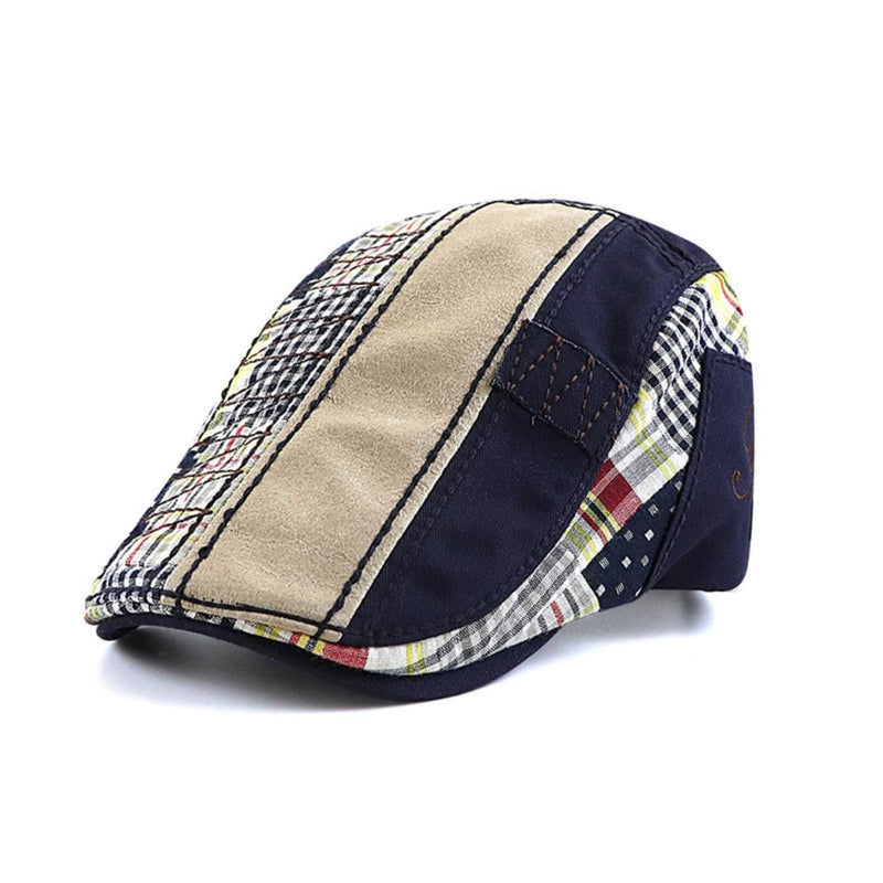 Sterling Patchwork Cotton Flat Cap™ Low Profile Cotton Brim