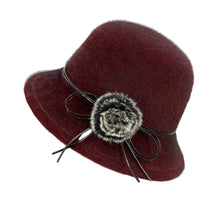 Sterling™ Deneuve Bowler Hat Vegan Wool Floral Detail