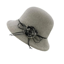 Sterling™ Deneuve Bowler Hat Vegan Wool Floral Detail