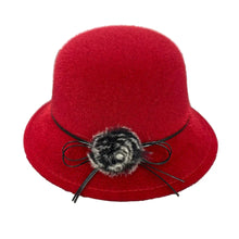 Sterling™ Deneuve Bowler Hat Vegan Wool Floral Detail