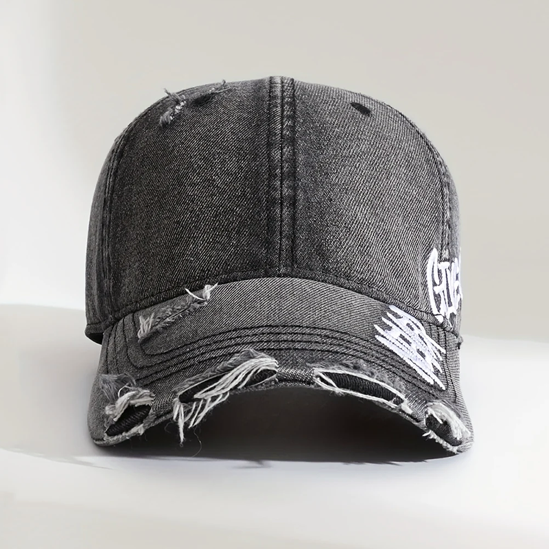 Sterling Distressed Denim Cap™ With “Never Give Up” Stitching