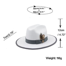 Sterling Feathers White™ Wool Fedora Hat Wool Brim Feather Accent
