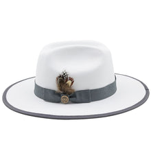 Sterling Feathers White™ Wool Fedora Hat Wool Brim Feather Accent