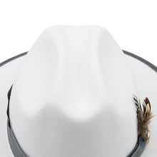 Sterling Feathers White™ Wool Fedora Hat Wool Brim Feather Accent