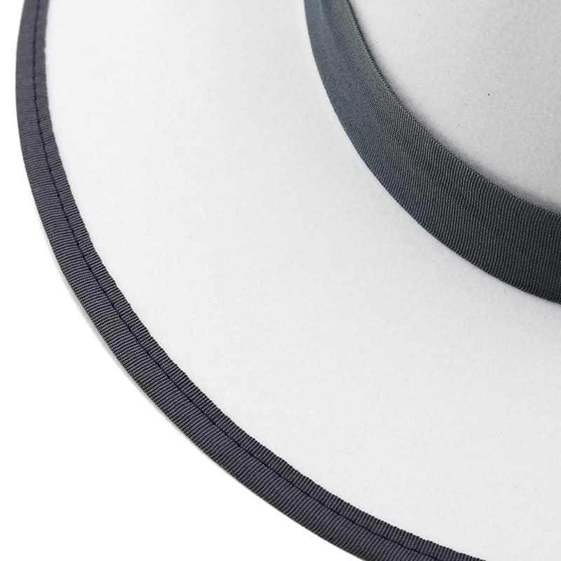 Sterling Feathers White™ Wool Fedora Hat Wool Brim Feather Accent
