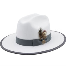 Sterling Feathers White™ Wool Fedora Hat Wool Brim Feather Accent