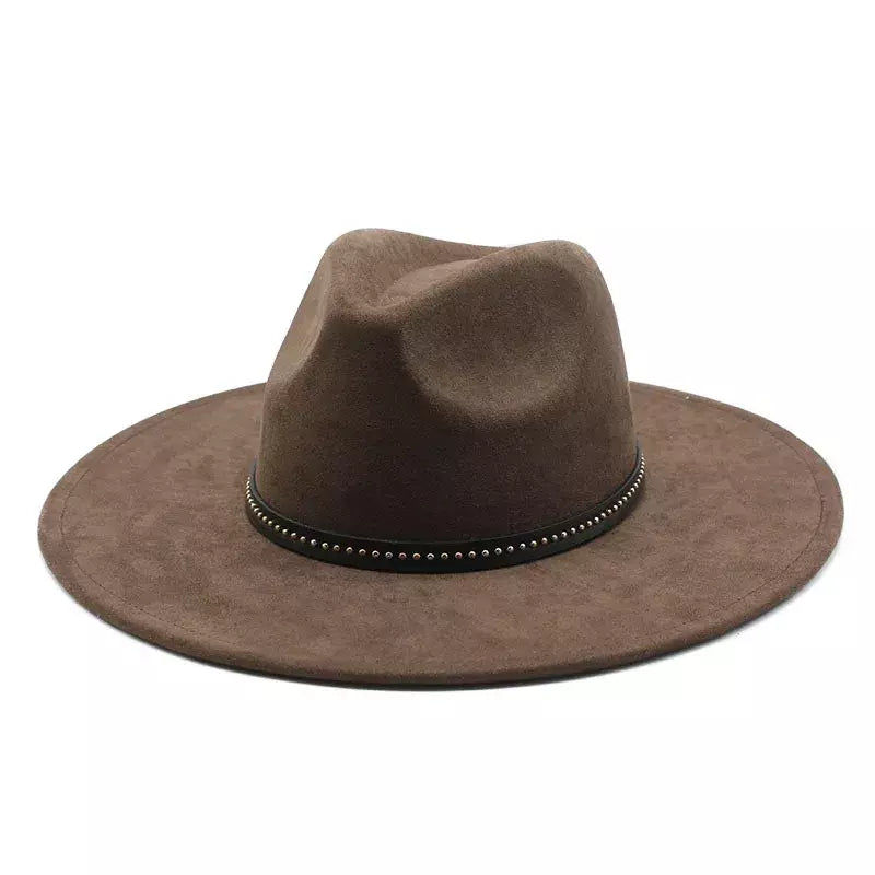 Sterling Garret Wide™ Brim Fedora Vegan Suede Band Detail