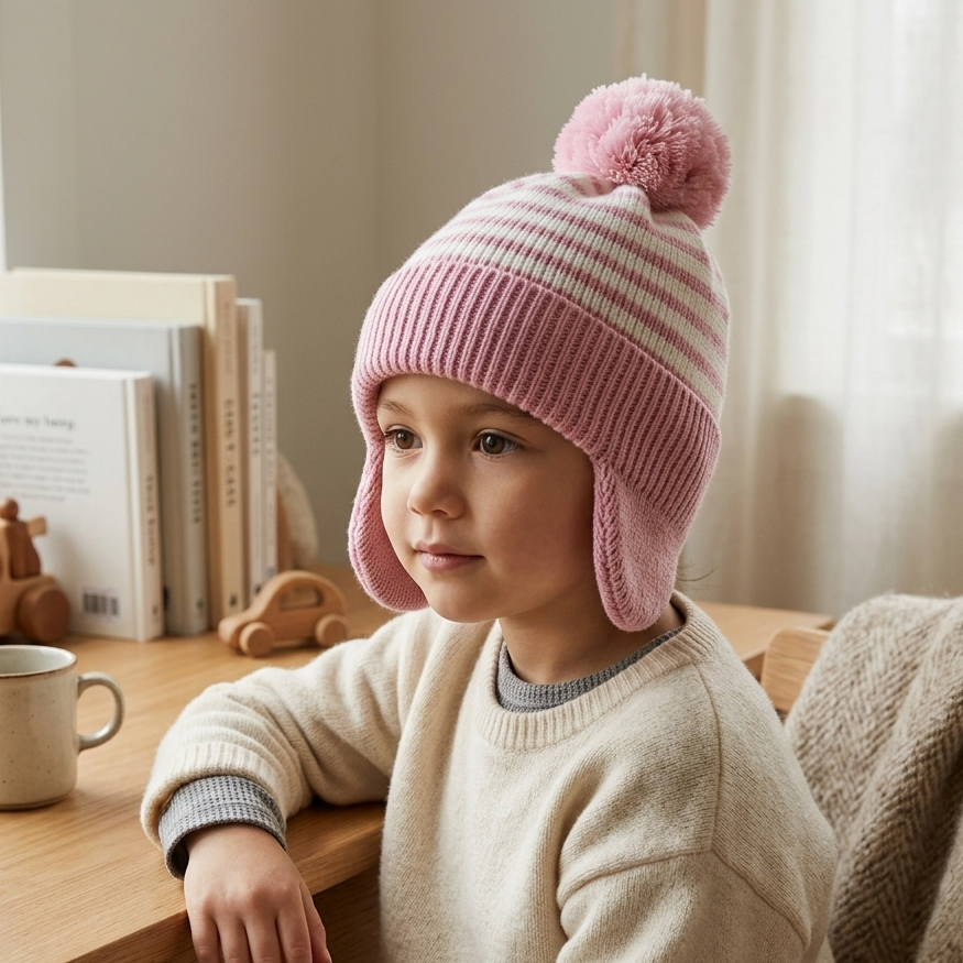 Sterling Elowen Kids Knit™ Earflap Hat with Pompom