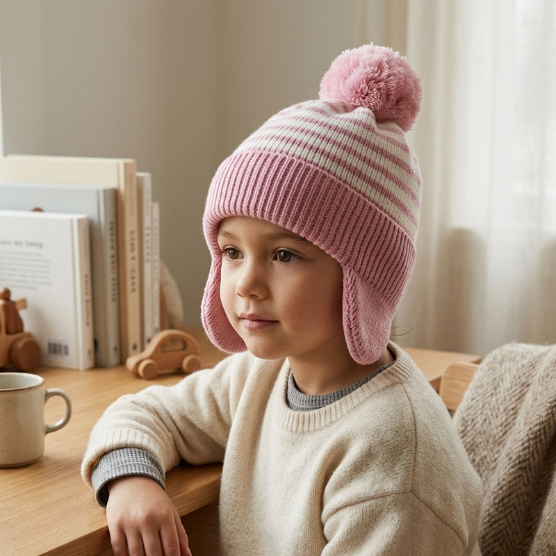 Sterling Elowen Kids Knit™ Earflap Hat with Pompom