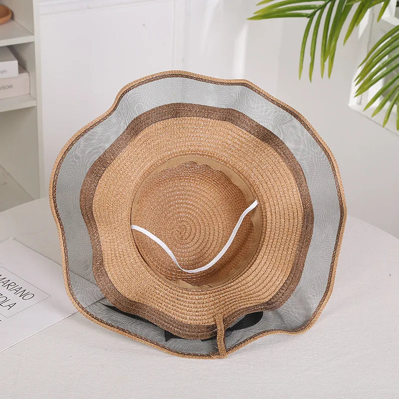 Sterling Straw Hat with Poppy Ribbon™ Wide Brim Woven Bow Detail