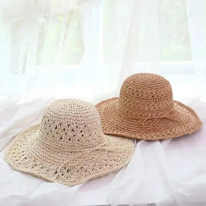 Sterling Retro Straw Beach Hat™ Wide Brim Straw Bow Detail