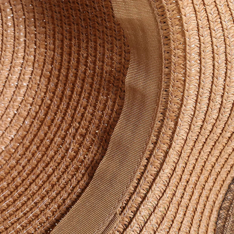 Sterling Straw Hat with Poppy Ribbon™ Wide Brim Woven Bow Detail