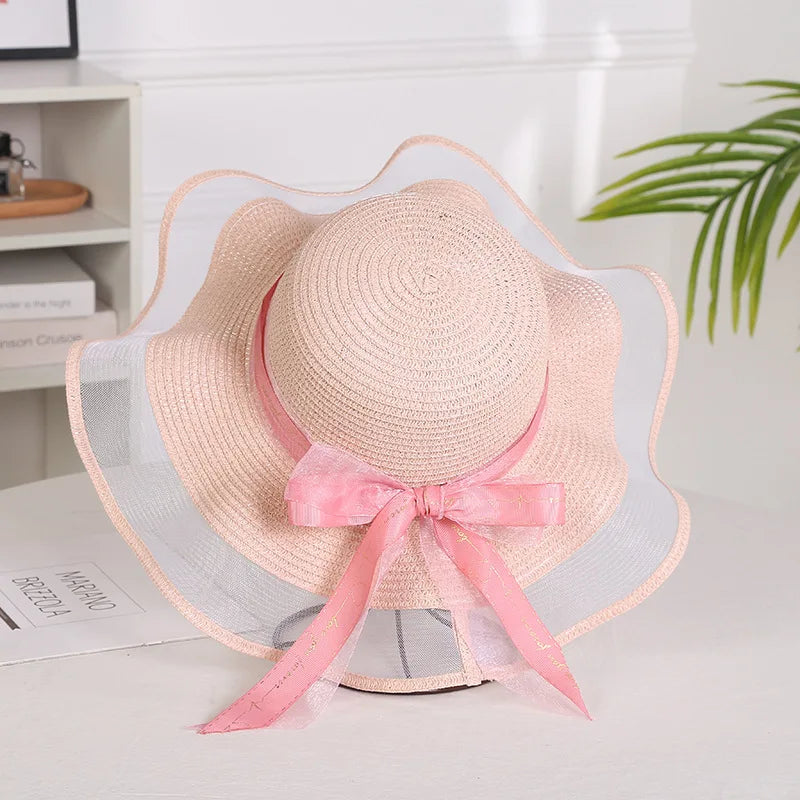 Sterling Straw Hat with Poppy Ribbon™ Wide Brim Woven Bow Detail